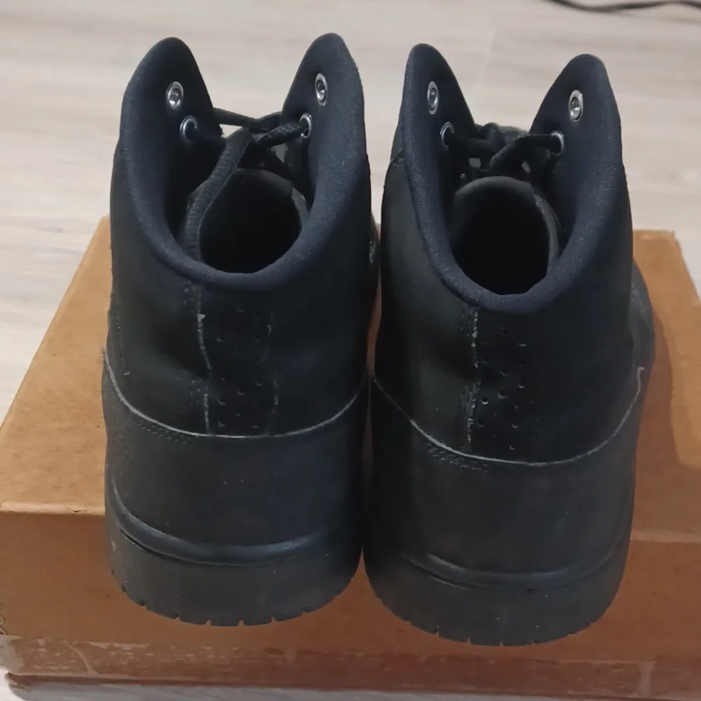 AIR JORDAN EXECUTIVE black sneakers.  Black mid top gym shoes.  Athleisure Urban